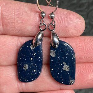 Leland Blue Stone Slag Glass Snowflake or Starry Night Earrings
